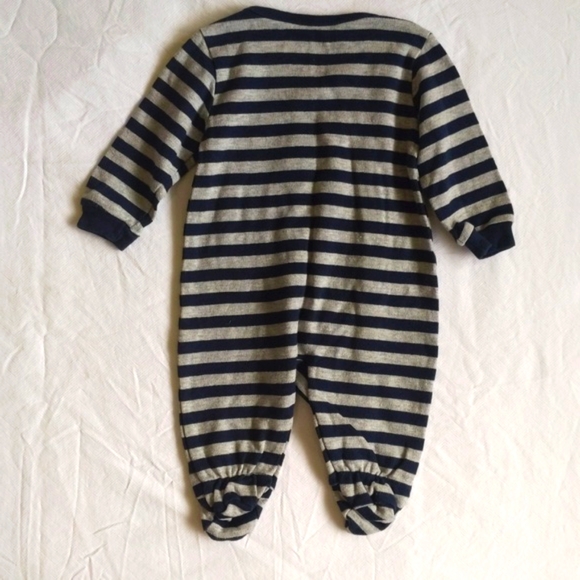 cherokee striped snap footie sleeper pajamas 3 months baby boy - Picture 5 of 6